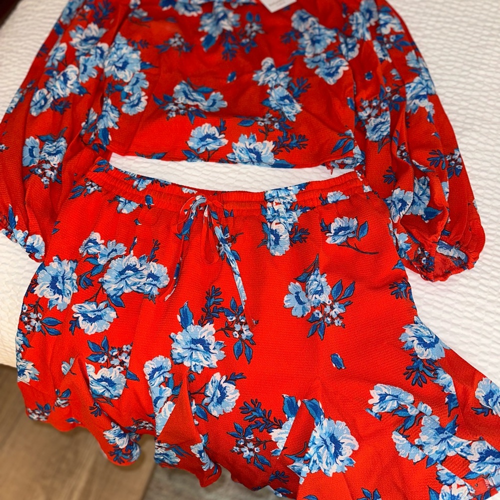 Rosario Floral Paradise Valley Long Sleeve Top and match skirt. Size 1X - new